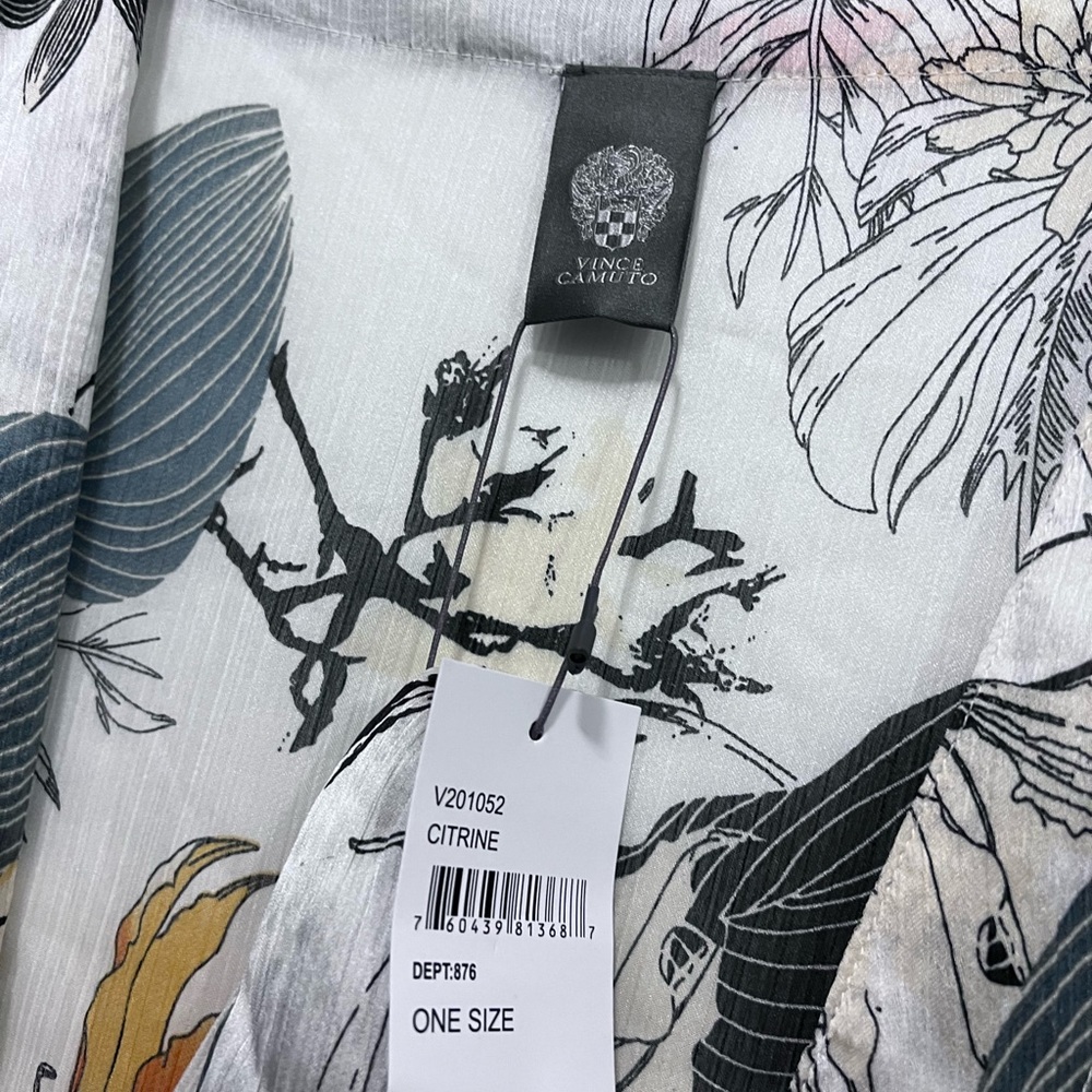 NWT - Beautiful floral, bell sleeves, front wrap silk blouse